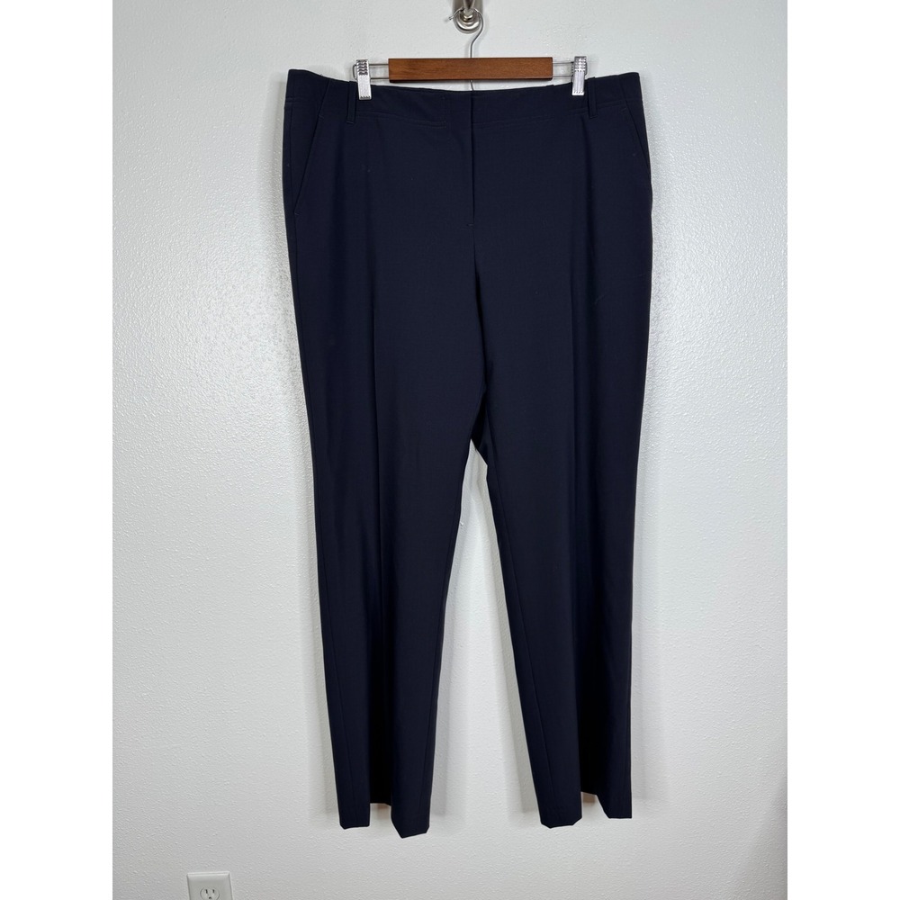 Lands End Womens Navy Blue Wool Blend Straight Leg Dress Pants Size 18